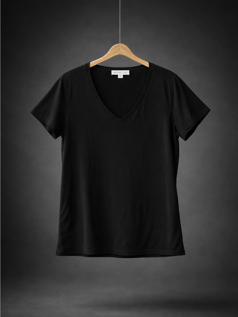 Rachel Zoe Black V-Neck Short Sleeve Tee